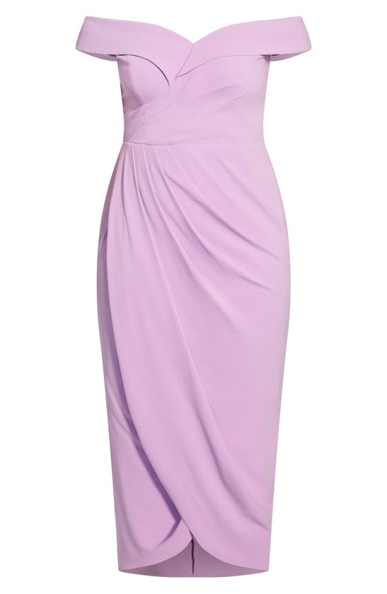 City Chic Ripple Love Off The Shoulder Maxi Dress In Lilac