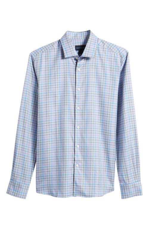 Scott Barber Plaid Cotton Button-up Shirt In Sky