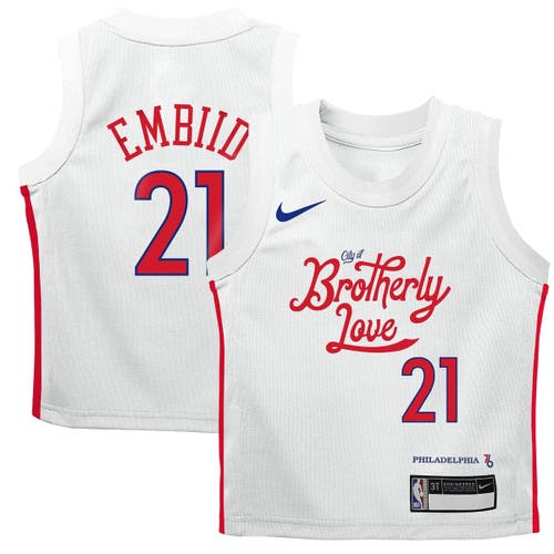 Preschool Nike Joel Embiid White Philadelphia 76ers 2022/23 Replica Jersey - City Edition