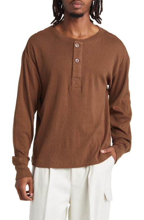 Military Cotton Henley in Tobacco