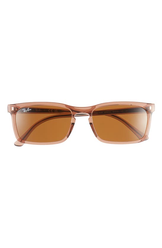 Shop Ray Ban 56mm Rectangular Sunglasses In Transparent