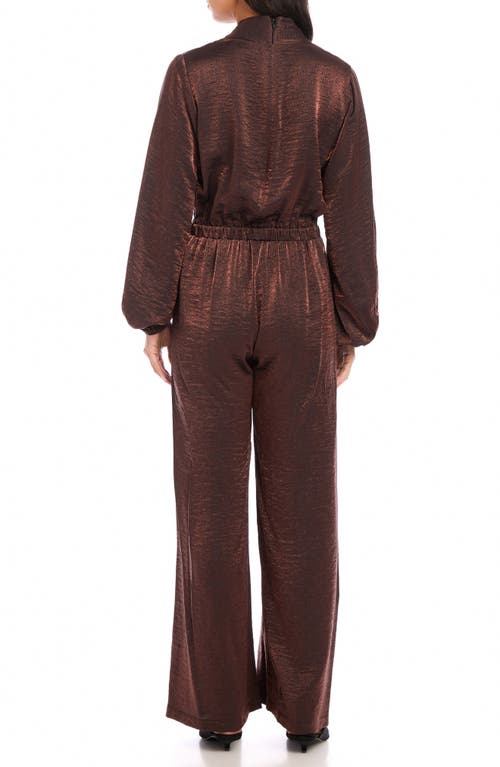 Shop Fifteen Twenty Skyler Long Sleeve Wide Leg Jumpsuit In Brown