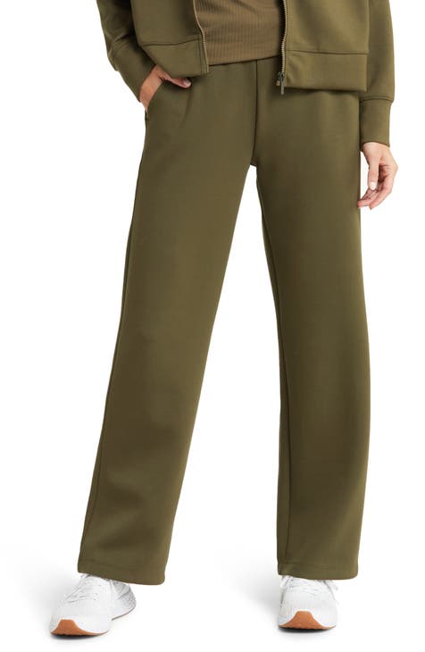 Women, Ladies cropped, stretch, olive green pa