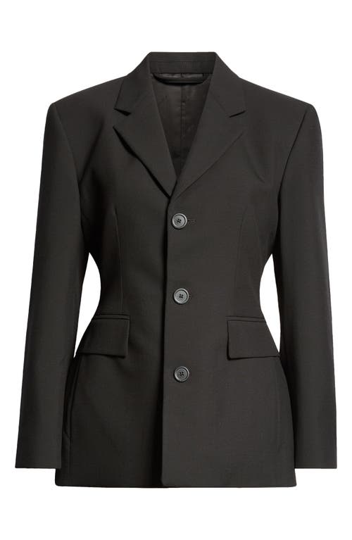 Shop Balenciaga Hourglass Single Breasted Wool Grain De Poudre Blazer In 1000 Black