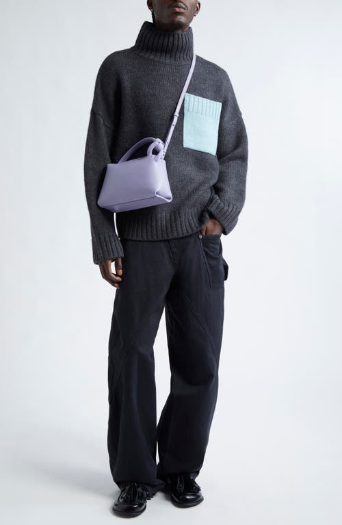 Shop Jw Anderson Patch Pocket Wool & Alpaca Blend Turtleneck Sweater In Dark Grey/arctic Blue