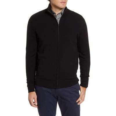 Nordstrom Shop Stand Collar Zip Front Cardigan, Black