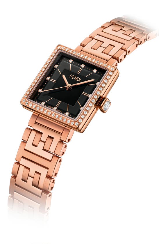 Shop Fendi Forever  Diamond Swiss Quartz Bracelet Watch, 23mm In Rosegold