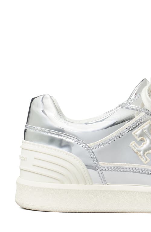 Shop Tory Burch Clover Court Sneaker In Argento/0yster Mushroom