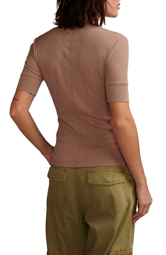 Shop Lucky Brand Rib Henley In Raw Umber