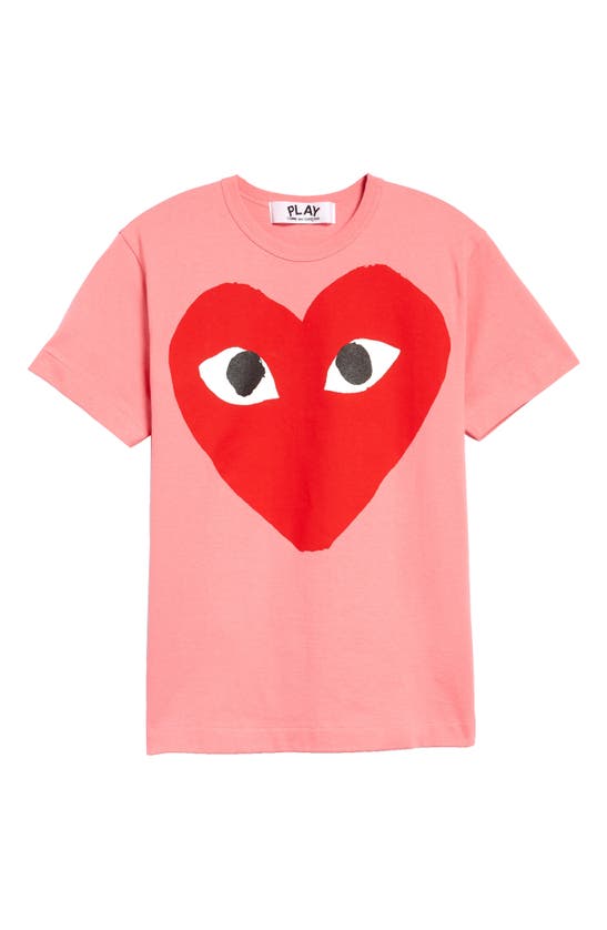 Comme Des Garçons Play Big Red Heart Neon Graphic Tee In Pink