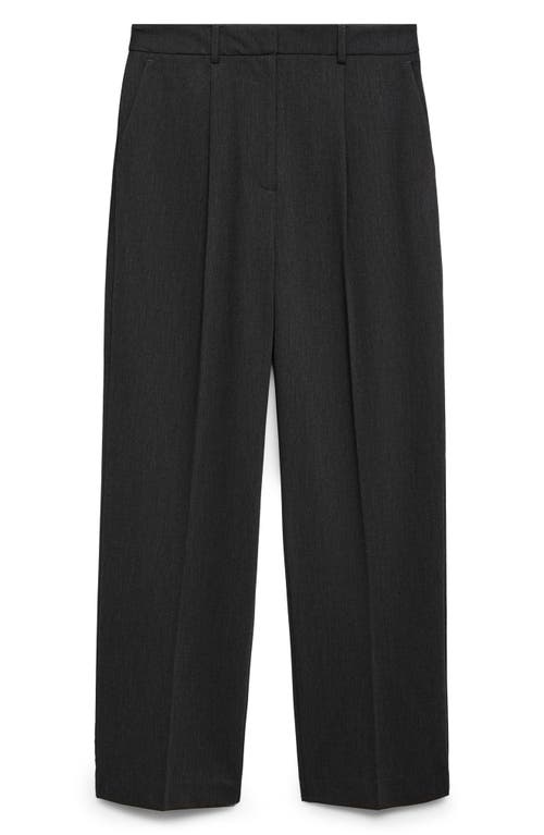 Shop Mango Pleated Straight Leg Ankle Pants In Black