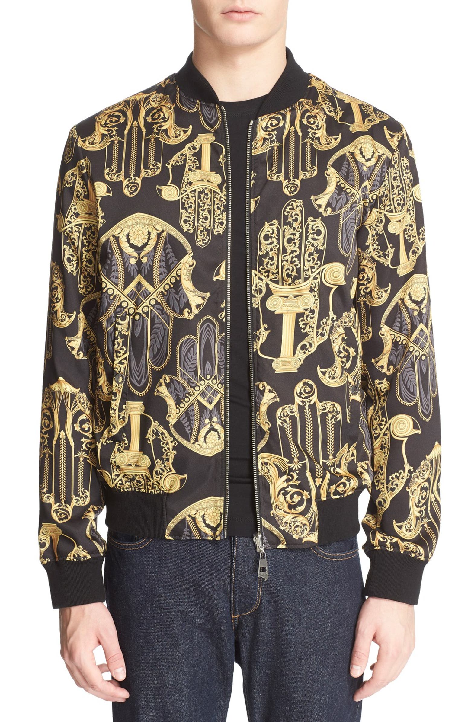 Versace Collection Print Reversible Bomber Jacket | Nordstrom