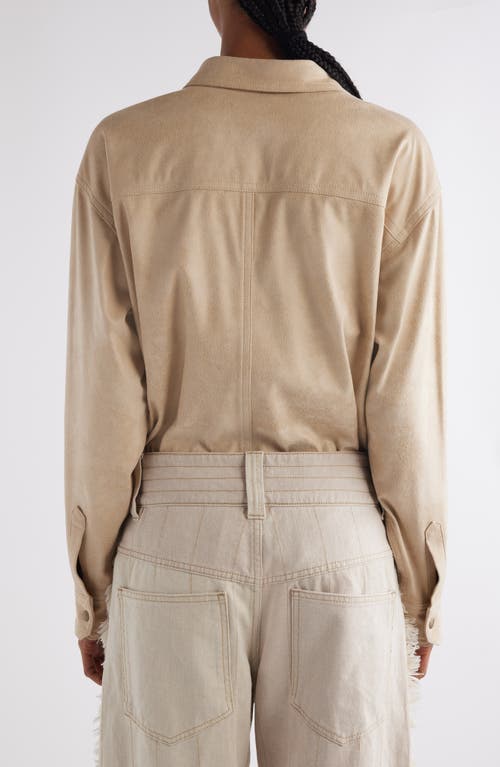 Shop Isabel Marant Gabiela Faux Suede Snap-up Shirt In Light Beige