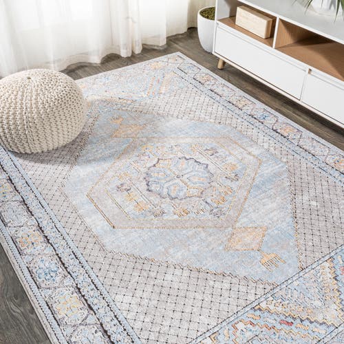 Jonathan Y Izmit Geometric Vintage Medallion Area Rug In Gray/mustard/turquoise