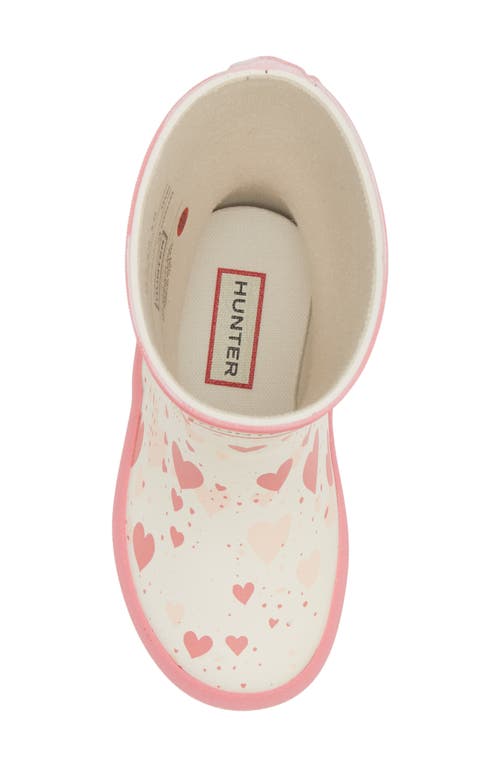 Shop Hunter Kids' First Classic Rain Boot In Cream Multi/dark Pink