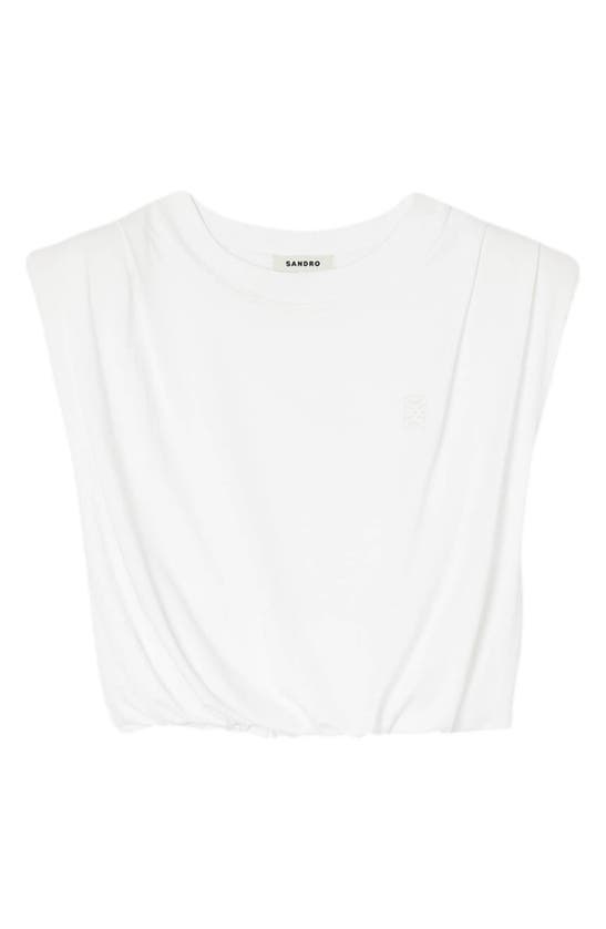 Shop Sandro Hady Cotton Crop T-shirt In White