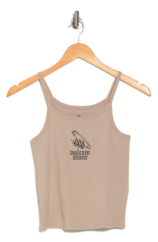 Volcom Cotton Graphic Tank In Taupe