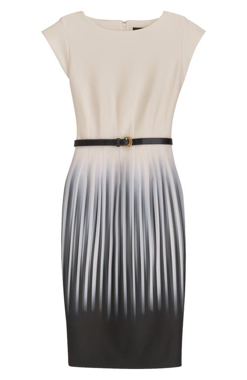 Shop Donna Karan New York Gradient Stripe Belted Sheath Dress In Black Cream