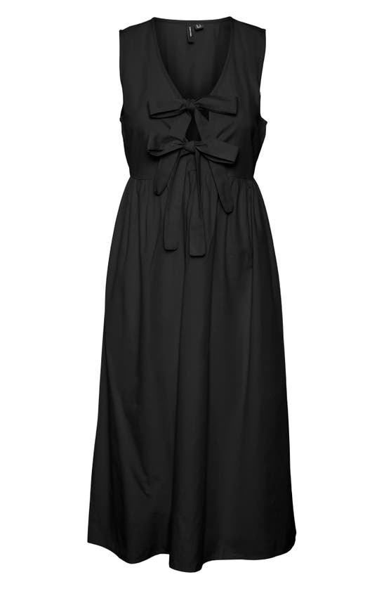 Shop Vero Moda Gili Sleeveless Midi Dress In Black