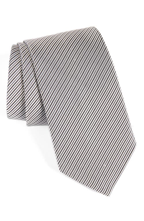 Stripe Silk Tie in Black/White