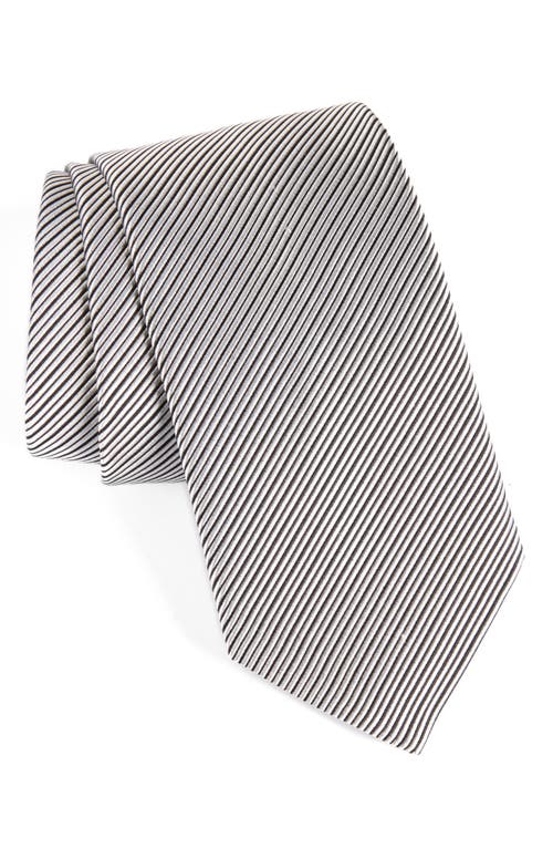 Shop David Donahue Stripe Silk Tie In Black/white