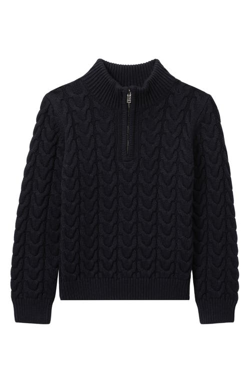 Shop Reiss Kids' Tamworth Sr. Cable Half Zip Sweater In Navy