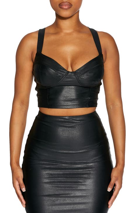 Faux Leather Crop Tops for Women