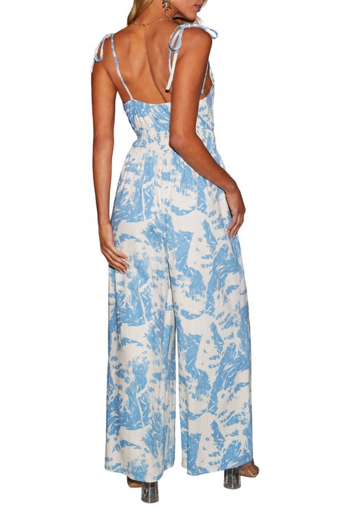 Vici Collection Celestia Smocked Waist Wide Leg Jumpsuit In Blue
