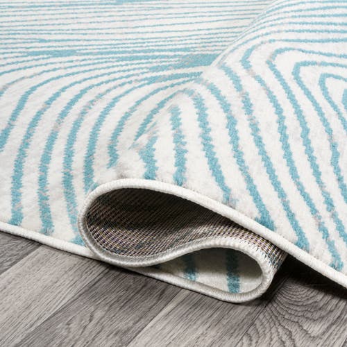 Jonathan Y Arlo Woodgrain Geometric Area Rug In Ivory/blue
