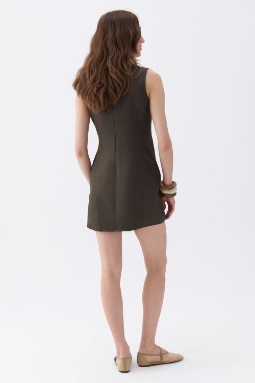 Shop Nocturne Seashell Accessorized Mini Dress In Khaki