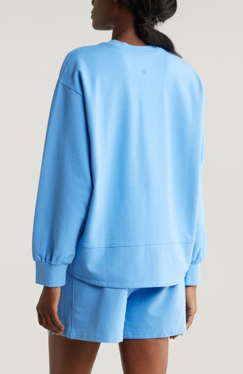 Shop Zella Swoop Crewneck Sweatshirt In Blue Lapis