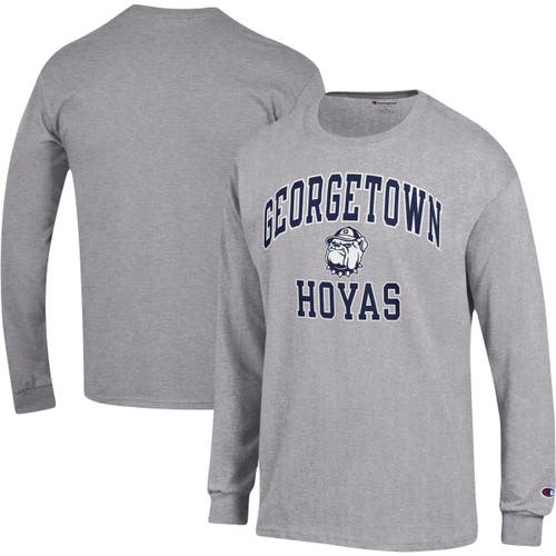 Men's Champion Heather Gray Georgetown Hoyas High Motor Long Sleeve T-Shirt