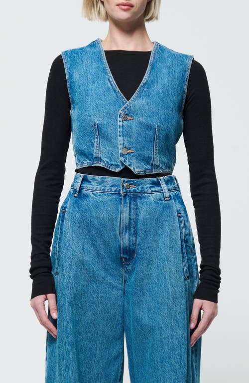 Shop Etica Ética Elea Denim Crop Waistcoat In Everglades