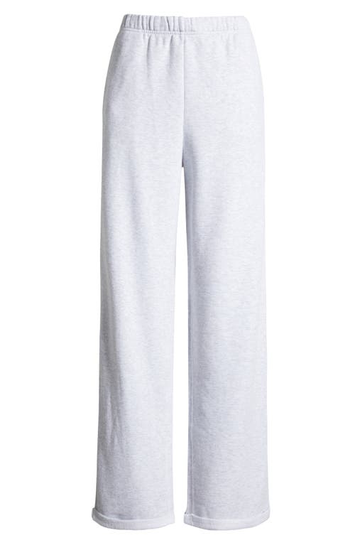 Shop Skims Cotton Blend Fleece Classic Straight Leg Pants In Light Heather Grey