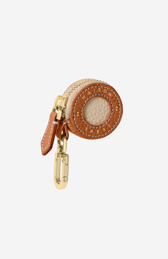 Maison De Sabre Leather Airtag Charm In Pecan Nude