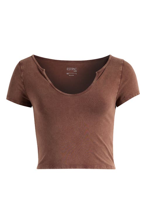 Pacsun Sculpted Notch Cotton Crop T-shirt In Brown