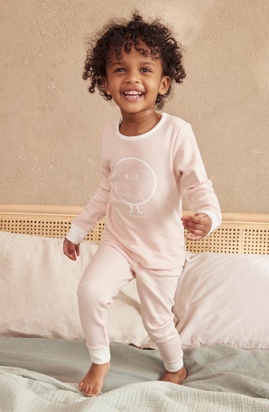 Mori Snoozy Fitted Two-piece Graphic Pajamas In Blush Stripe
