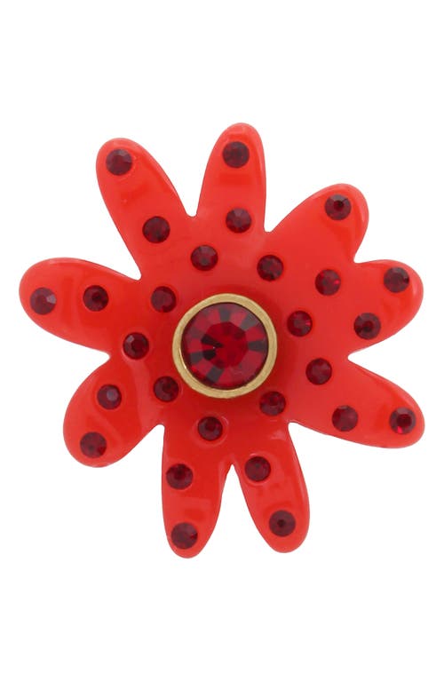 Daisy Crystal Cocktail Ring in Red