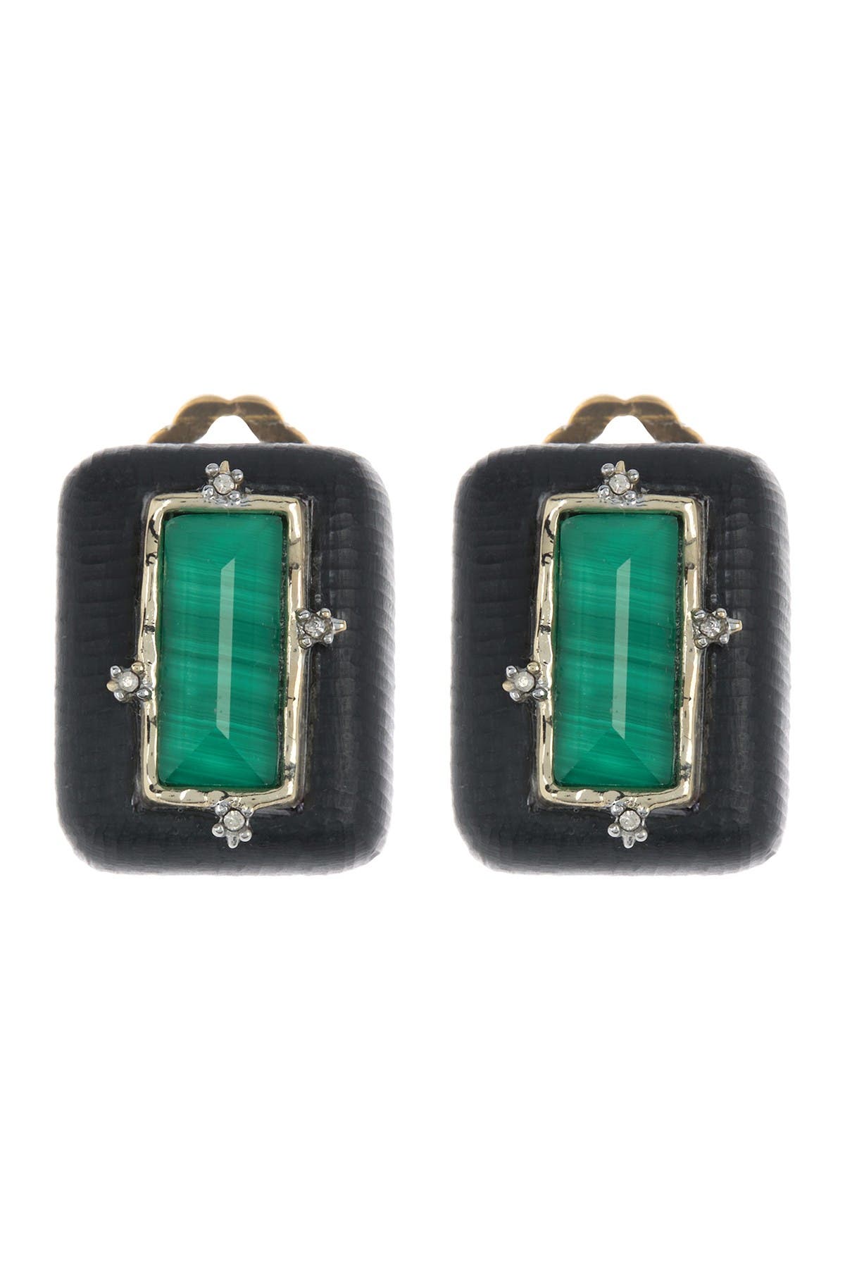 Alexis Bittar Stone Studded Retro Button Clip-on Earrings In Black