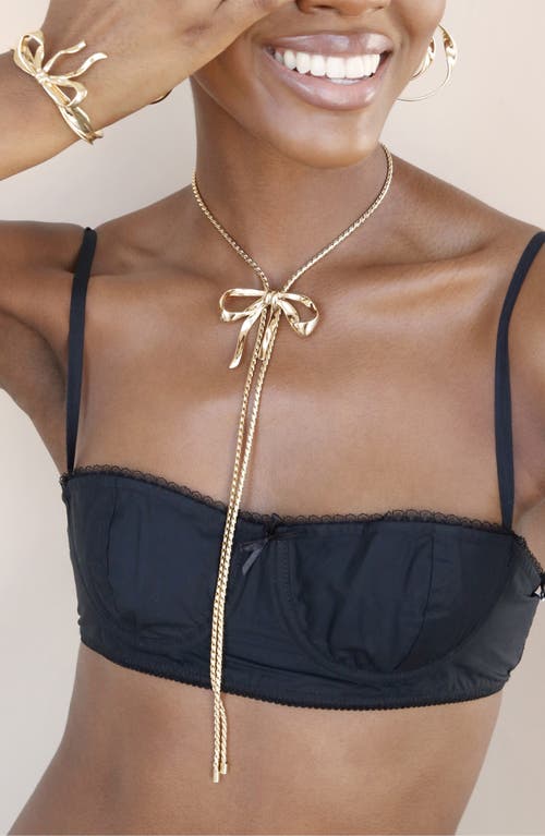 Shop Ettika Bow Organica Bolo Necklace In Gold