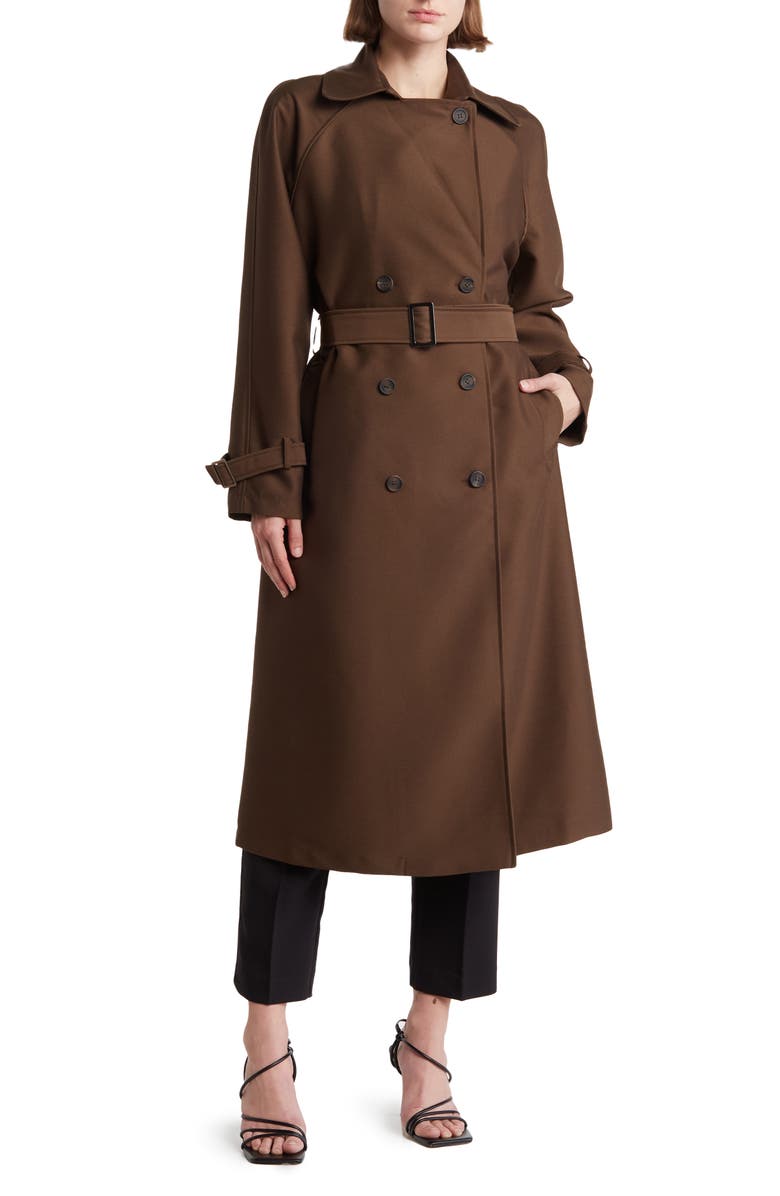 MELLODAY Double Breasted Trench Coat | Nordstromrack
