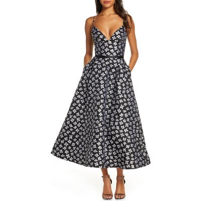 Ml Monique Lhuillier Floral Jacquard Evening Dress