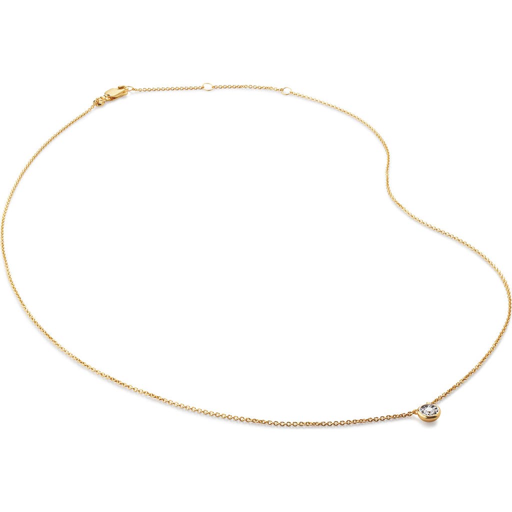 Monica Vinader Diamond Solitaire Pendant Necklace In 18k Gold Vermeil