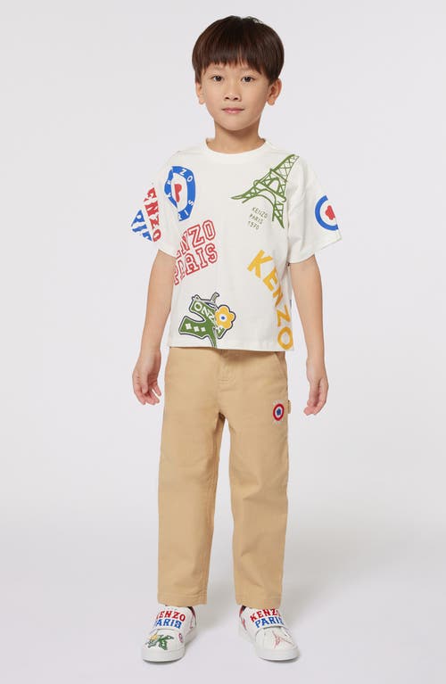 Shop Kenzo Kids' Logo Straight Leg Cotton Twill Pants In Sand