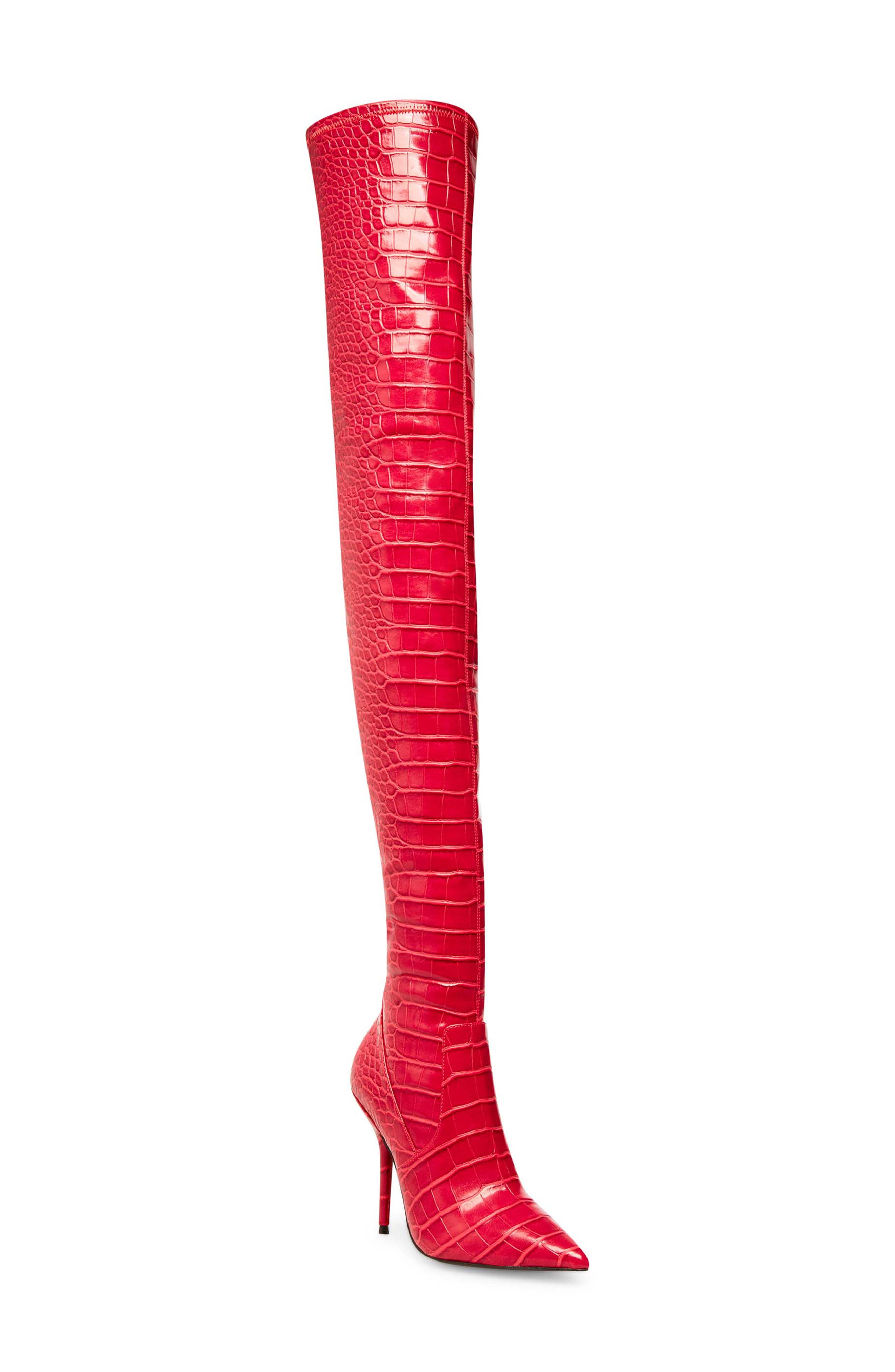 steve madden red over the knee boots