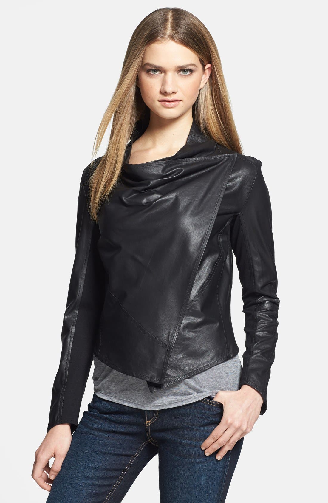 LaMarque Perforated Back Leather Jacket Nordstrom