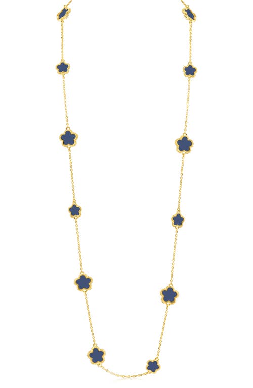 Jardin Enamel Clover Station Long Necklace In Navy/gold