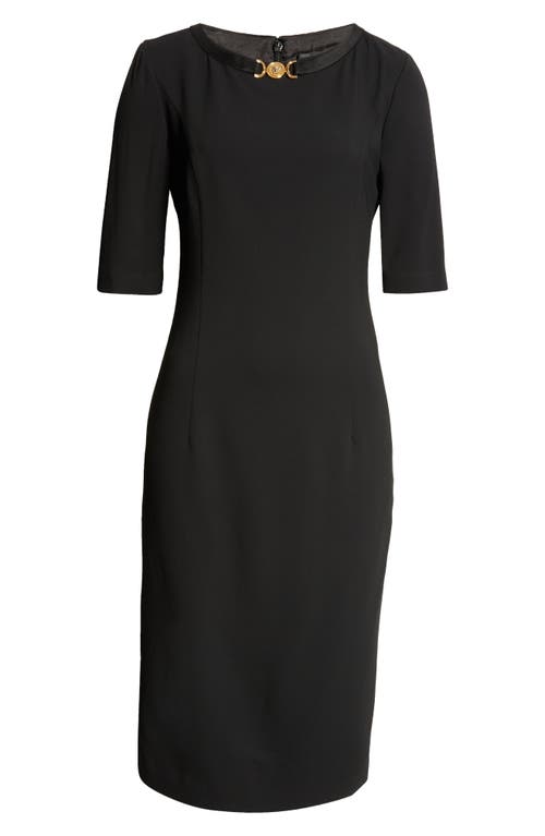 Shop Versace La Medusa Sheath Dress In Black