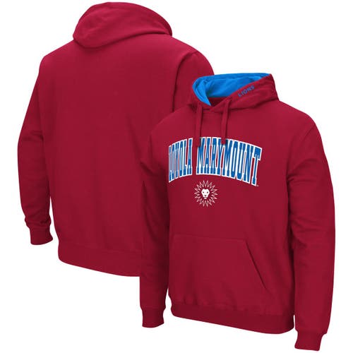 Men's Colosseum Crimson Loyola Marymount Lions Arch and Logo Pullover Hoodie