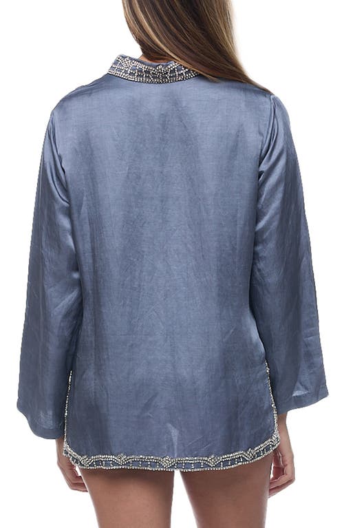 Ranee's Ranees Embellished Long Sleeve Tunic In Gray